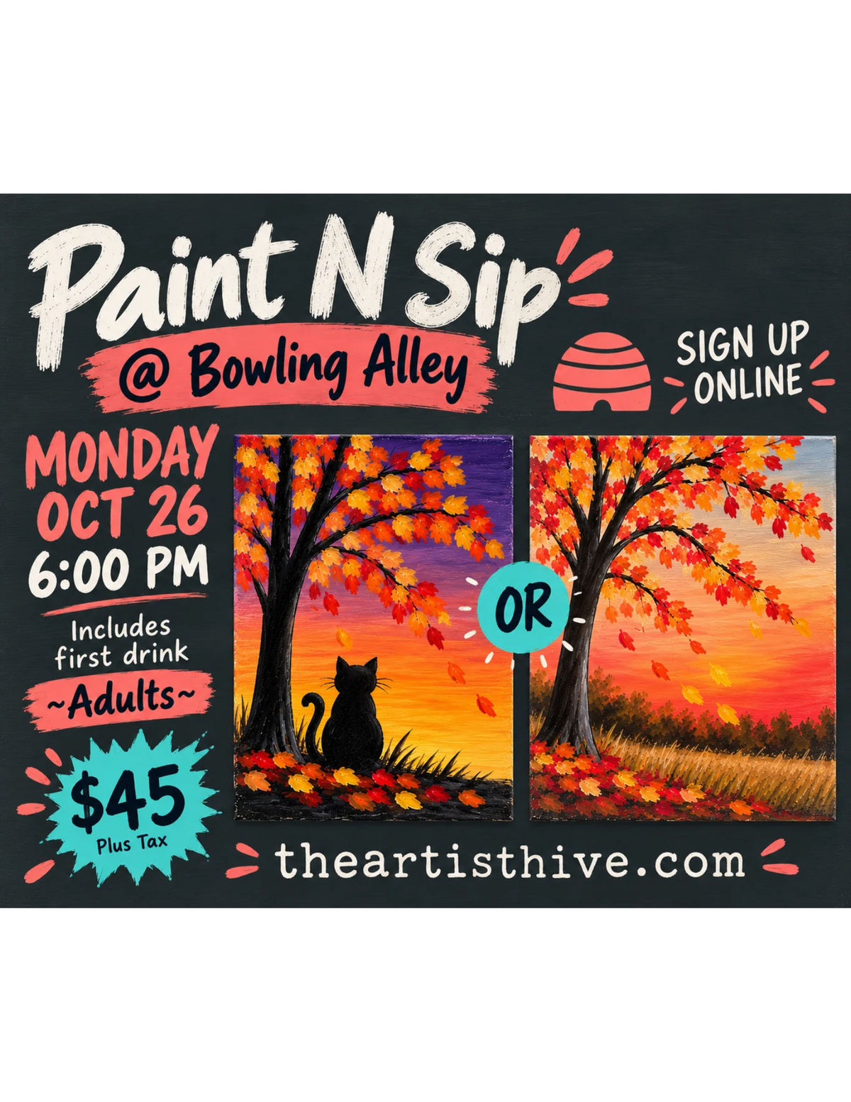 OCT 26 Bowling Alley Paint Night — Either/Or Halloween or Fall